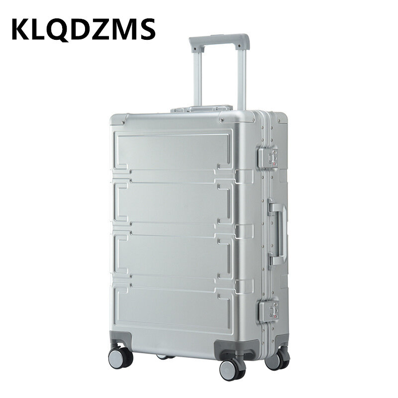 KLQDZMS 20 "24" 26 "28" zagęszczony Unisex handlowy aluminiowy stop magnezu walizka o dużej pojemności antykolizyjna kabina bagażowa