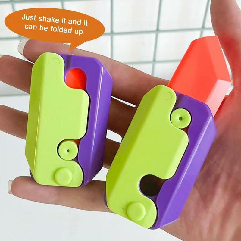 New 3D Radish Knife Gravity Mini Keychain Children Decompressions Push Card Toy Gift Surprise