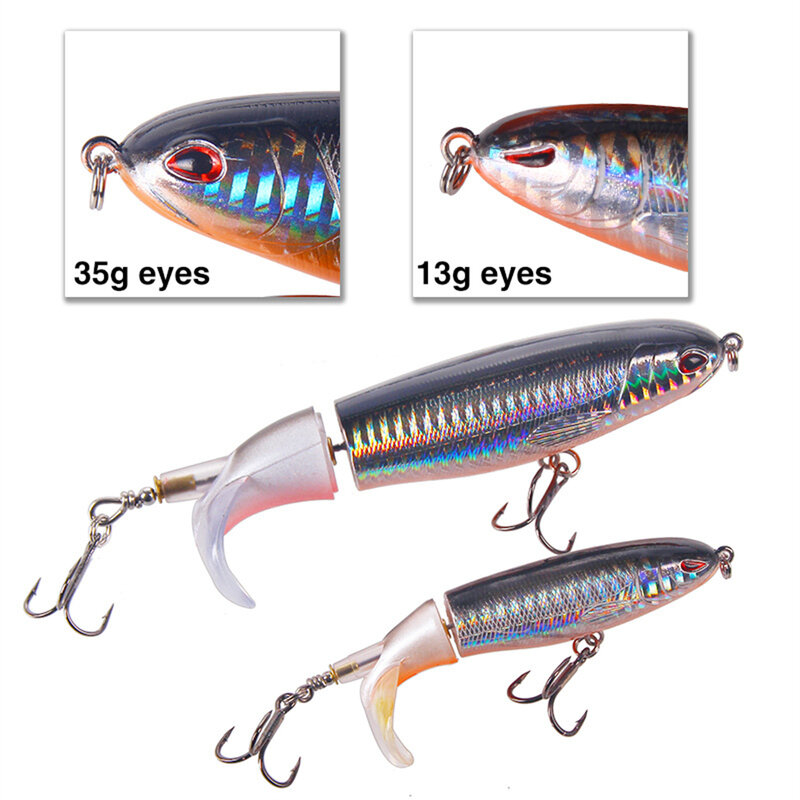 10cm/14cm Topwater Fishing Lure Whopper Popper Artificial Bait Hard Plopper Soft Rotating Tail Fishing Tackle Fishing Bait