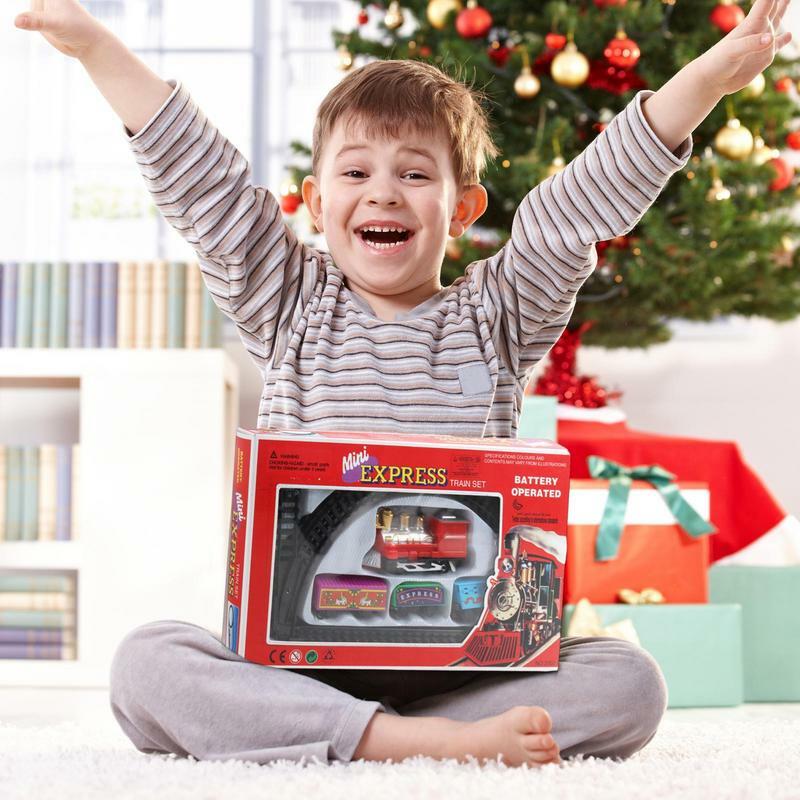 Juego de Trenes de Navidad para niños, juguete educativo de vías de ferrocarril operado por batería, regalo de fiesta de navidad