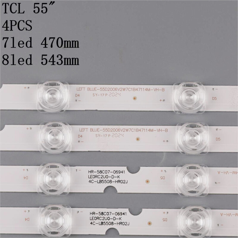 Strip lampu latar LED 4 buah/set, untuk TC-L 55P65US 55U3800C 55P65 55D6 55F6 55L2 4C-LB5508-HR03J PF02J vv2