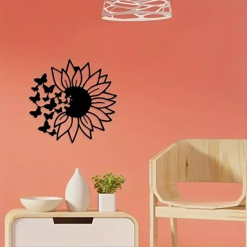 Rzemiosło 1 szt., motyl słonecznik dekoracja ścienna metalowa ozdoba do powieszenia na ścianie materiały urodzinowe dekoracja pokoju wisząca sztuka ścienna
