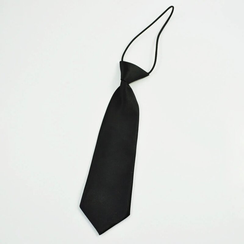 Cravate artificiel astique en Polyester Noir pour Enfant, Couleur Unie