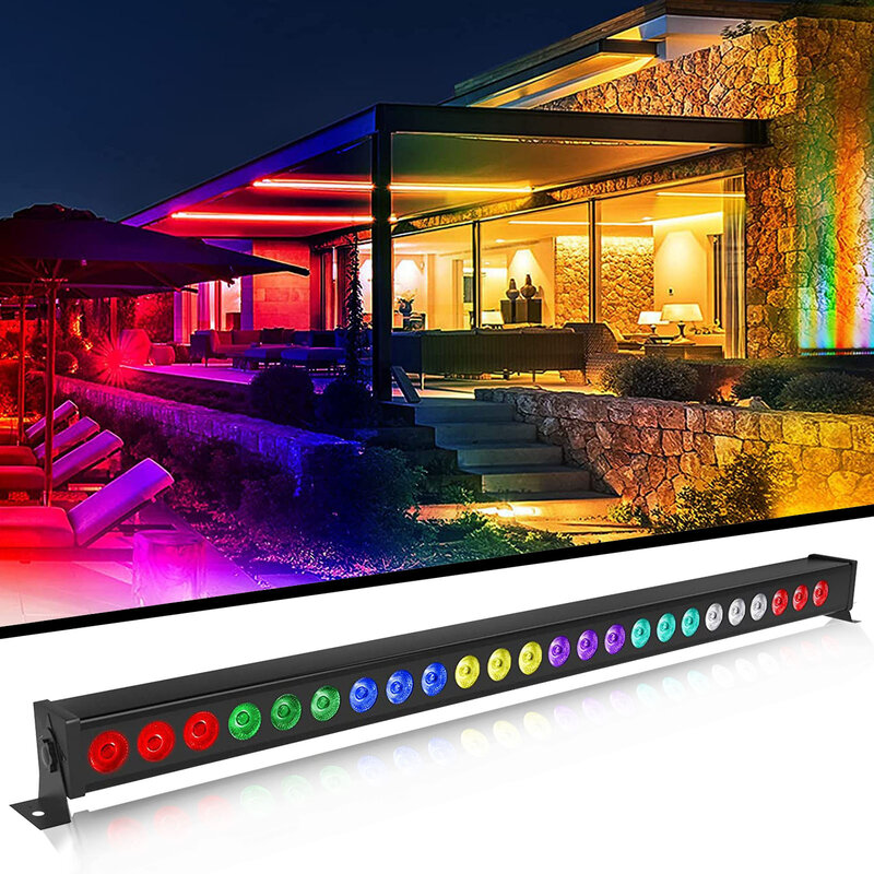 DMX RGB 24 LEDs Wall Washer Light, Controle Remoto, Iluminação de Efeito de Palco, Modo Som para Pub, Concert Party, KTV