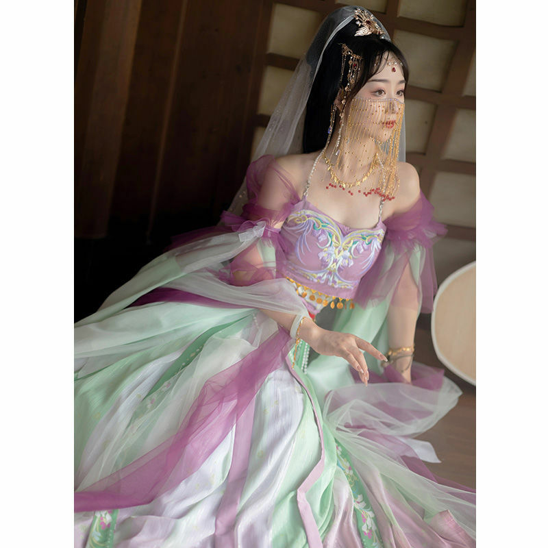 Ancient Chinese Jialuo Dunhuang Flying Princess Exotic Style Girl Improved Hanfu Han Element Western Region Style Clothing