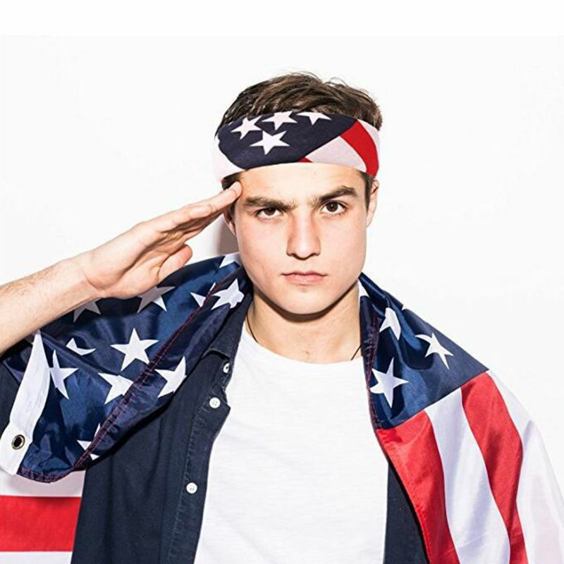 Бандана-косынка унисекс в стиле хип-хоп с американским флагом, повязка для волос, шейный шарф, спортивные повязки на запястья