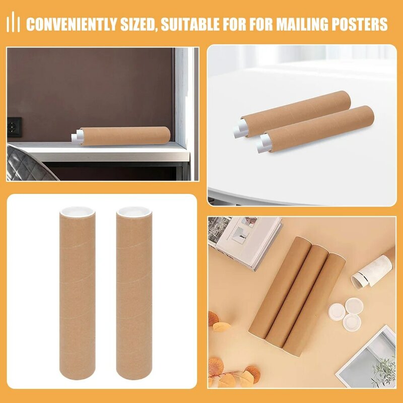 Carteles de tubo de correo de alta resistencia de papel Kraft, cajas de envío decorativas Abs, 2 piezas