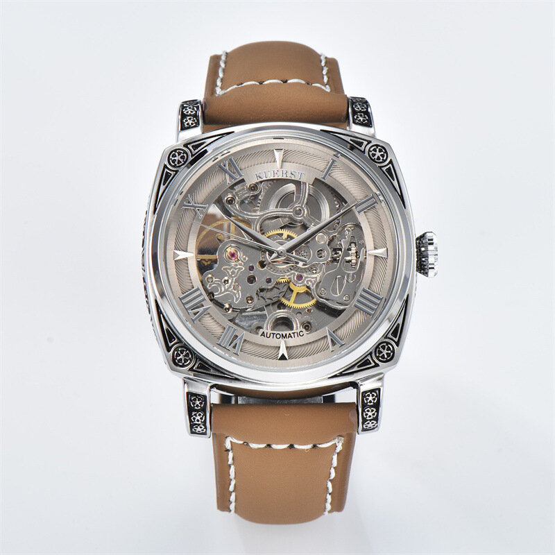 Часы наручные мужские механические, стальной ремешок, прозрачные дизайнерские деловые водонепроницаемые с автоподзаводом, 10 метров