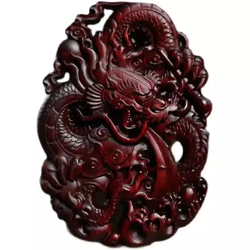Fine Rosewood Double-Sided Hollow Carving Chinese Dragon Pendant Lucky Dragon Brand Handheld Piece Men's Life Year Pendant Gift