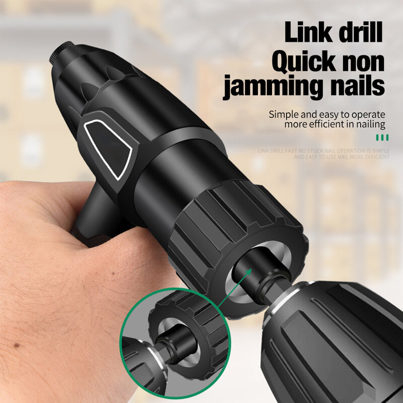Electric Riveting Gun Adapter 2.4mm-4.8mm Rivet Nut Gun Drill Bit Nozzle Cordless Conversion Connector Power Tools