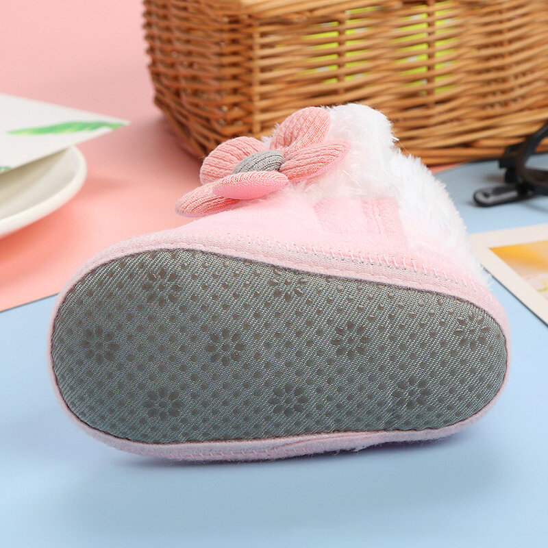 Детские зимние ботинки VISgogo для младенцев, зимние ботинки с 3D цветами, ранние детские ходунки, зимняя плюшевая теплая обувь