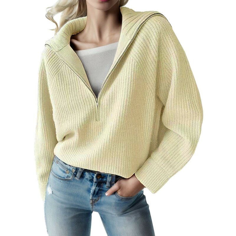 Sweater rajut wanita, Sweater rajutan lengan lentera longgar musim dingin, Pullover Harajuku Hip Hop ukuran besar