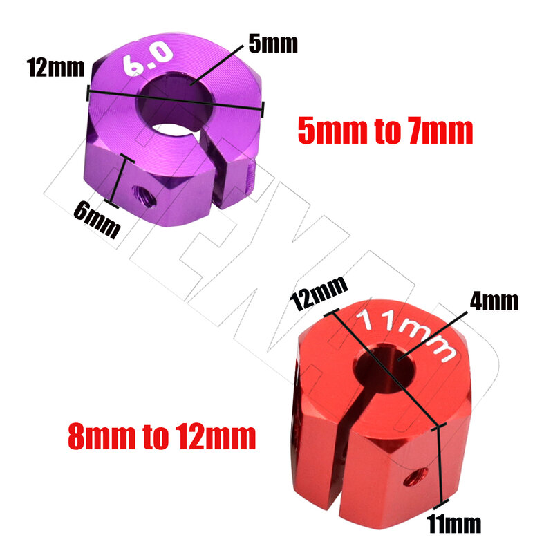 アルミ製トラクサスアダプター,5/6/7/8/9/10/11/12mm,12mm六角ハブ,ピン付き,トラック用,hsp hpi tamiya traxxas