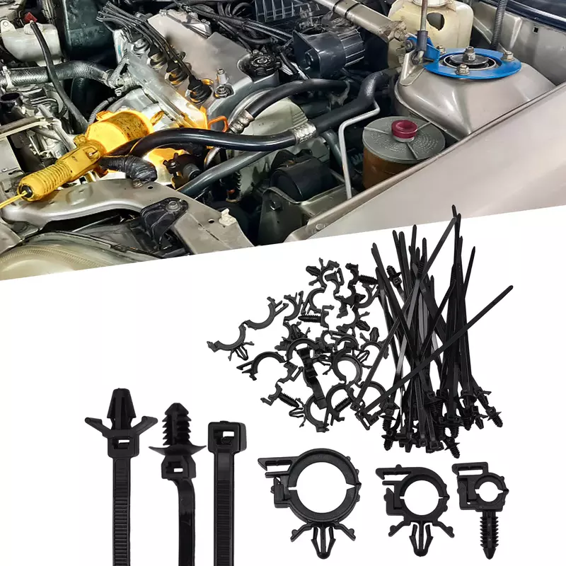 Engine Bay klip Routing kawat mobil, Kit potong mesin Kit kabel Push Mount plastik dasi ritsleting buah kabel Push Mount dasi ritsleting