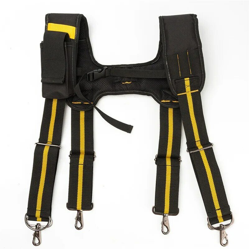 Tool Belt Suspenders Construction Work Suspenders With Detachable Phone Holder Comfortable Foam Shoulder Padder Yellow 작업밸트멜빵