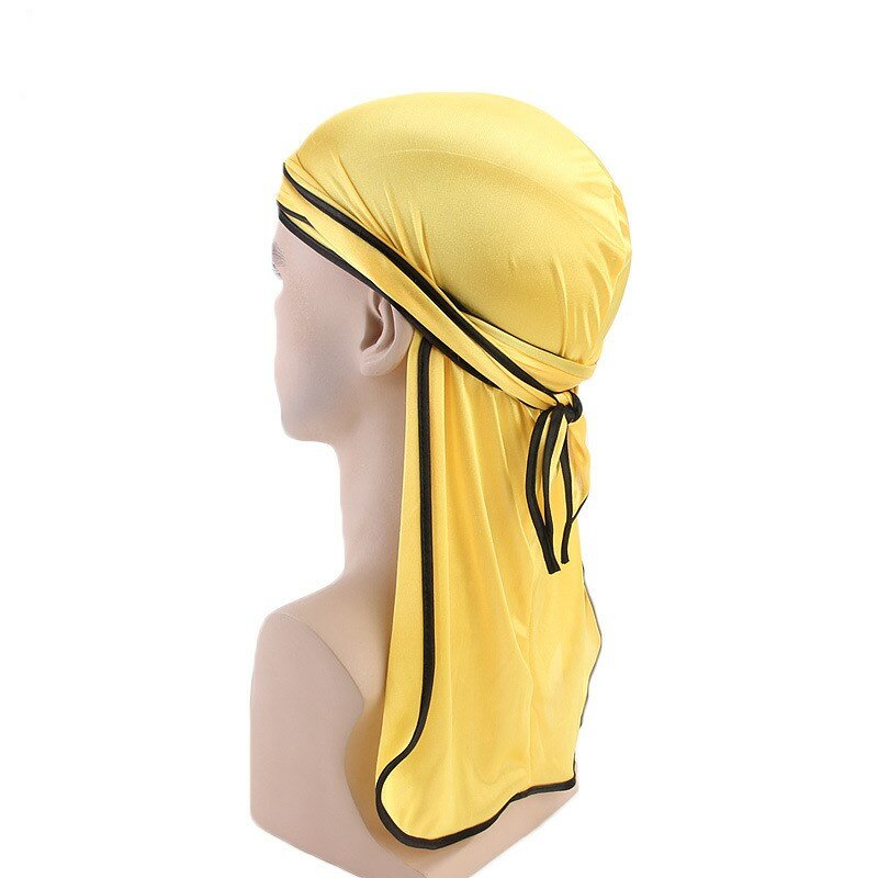 Unisex Men Women Satin Breathable Bandana Hat Silky Durag do doo du rag long tail headwrap