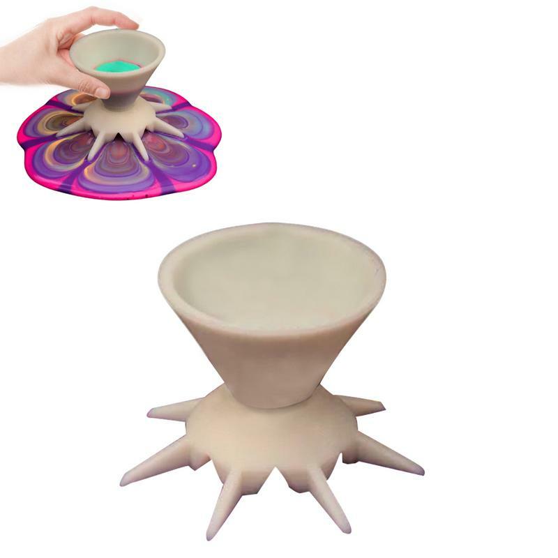 Resin Pouring Cups Mini Funnel Split Cup For Pouring Acrylic Paint DIY Making Pour Painting Supplies Flower Pattern Reusable