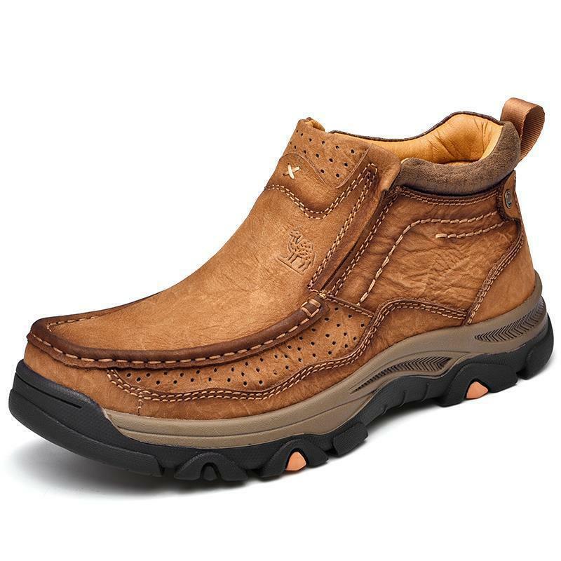 الرجال الجلد الحقيقي حذاء من الجلد الخريف الشتاء أحذية رجالي موضة كبيرة الحجم أحذية كاجوال جلد البقر الرجال بوط من الجلد الطبيعي