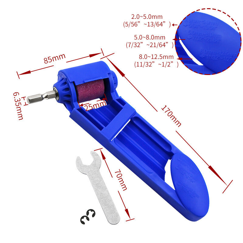 Afilador de brocas portátil de 2,0-12,5mm, 1 Juego de afilador de brocas de corindón, herramienta de torsión