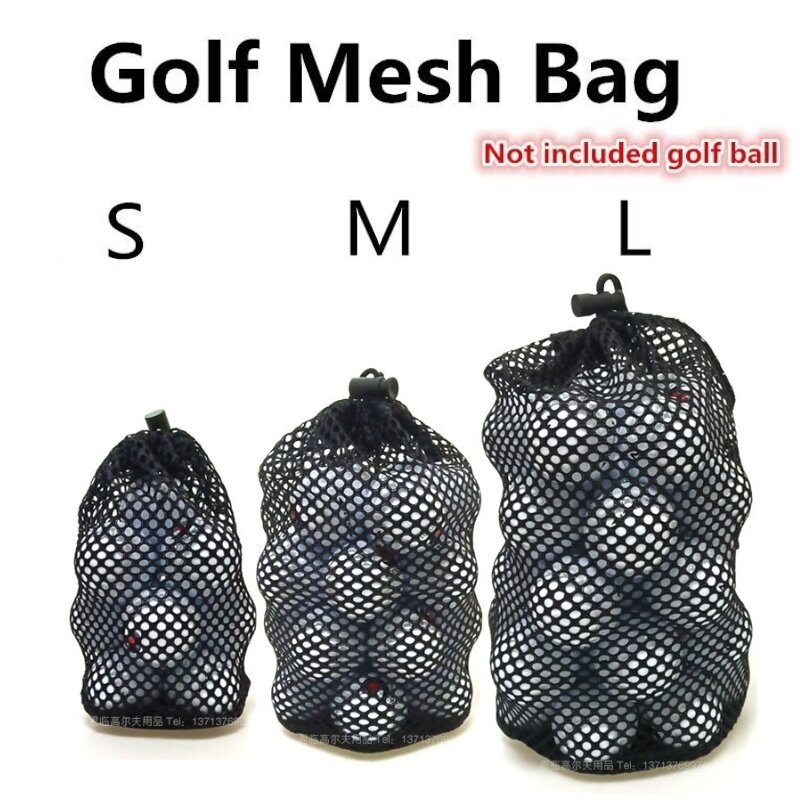 Bolsa de almacenamiento especial para pelotas de Golf, contenedor con cordón de malla de nailon, color negro, puede contener 12/25/50 piezas