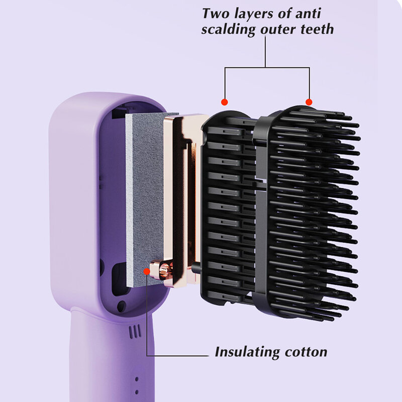 Szczotka do prostowania do włosów szybkie nagrzewanie i 3 ustawienia temperatury z zębami grzewczymi odpowiednie dla większości typów włosów