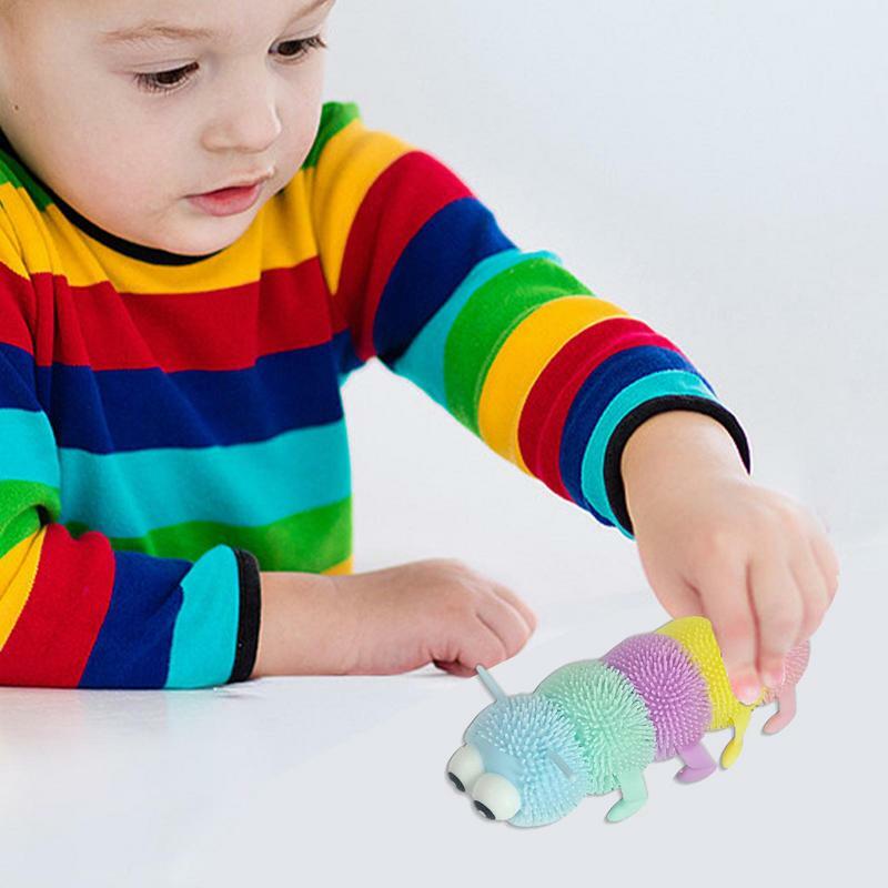 Caterpillar – jouet lumineux coloré Anti-Stress, jouet à pression douce, dessin animé, décompression animale, 5 nœuds