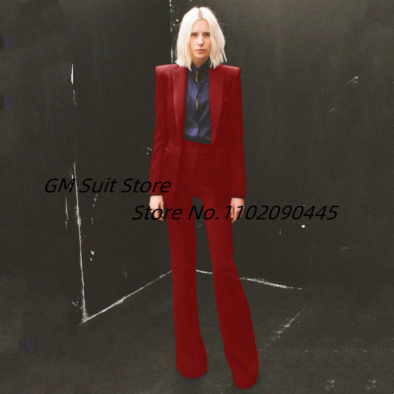 Traje de mujer de dos piezas de un solo pecho de Color sólido con solapa informal de alta selección adecuado para negocios abrigo elegante Pantalones altos delgados