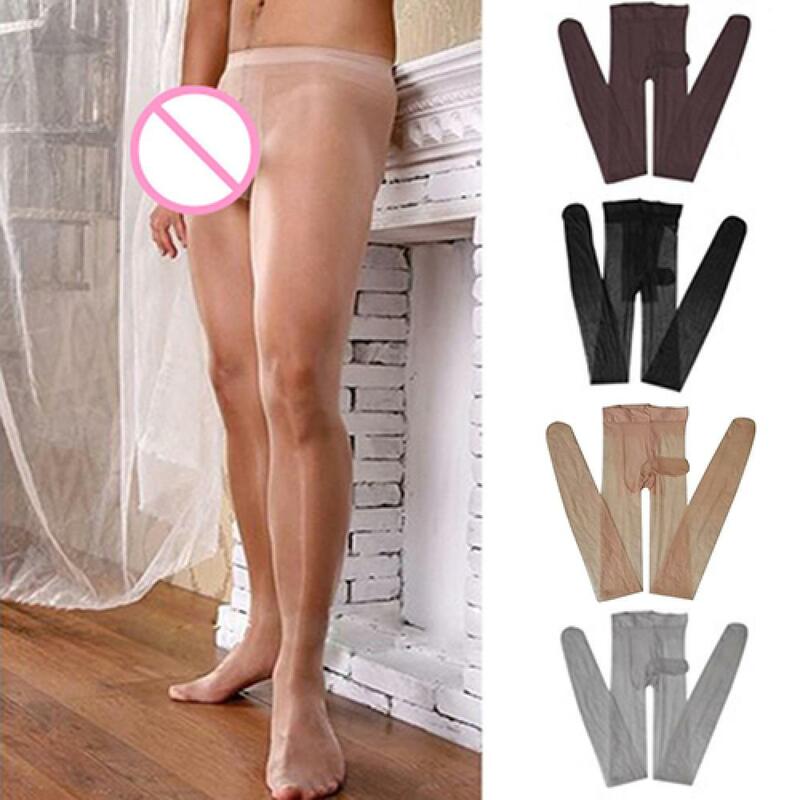 Hot Selling Men Sexy Tulle See Through High Elastic Transparent Ultrathin Stockings Male Open-crotch Pantyhose With JJ Sleeve