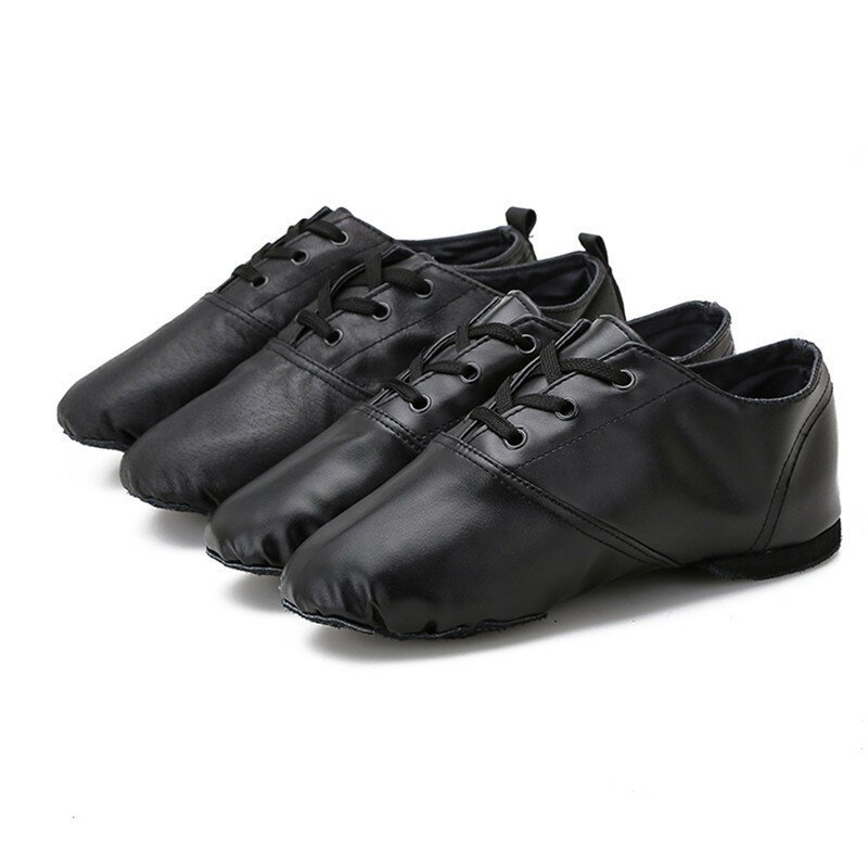 Zapatos de baile de lona de cuero para hombres y adultos, botas de entrenamiento planas de suela suave, Zapatillas altas de Jazz para niños
