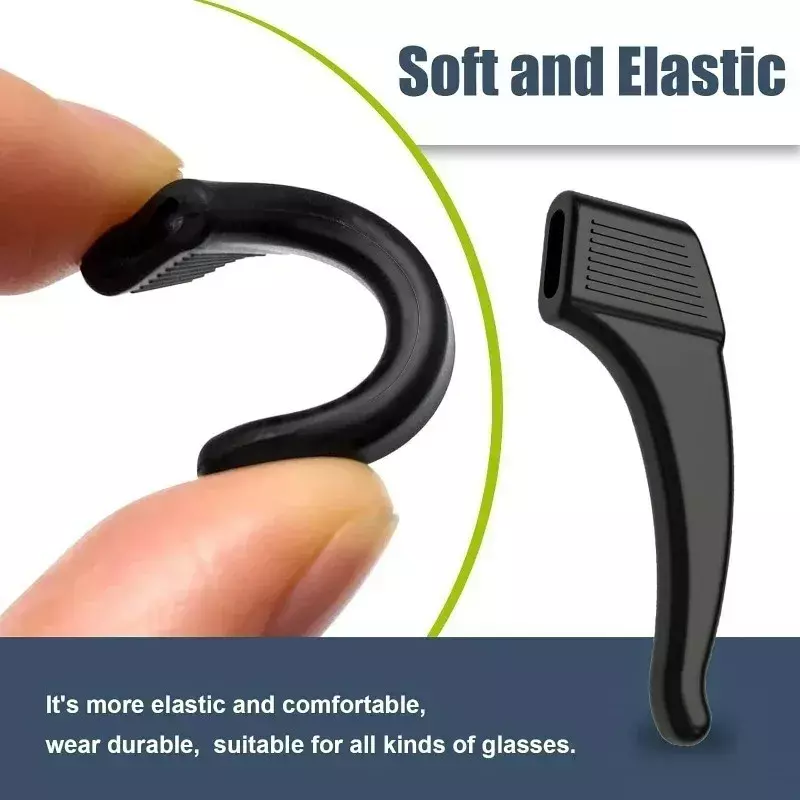 Silicone Anti-Slip Ear Hook para óculos, Leg Sleeve, Óculos Acessórios, Anti-Fall Eyewear Holder, Bracket Fastener, 2 pcs, 20pcs
