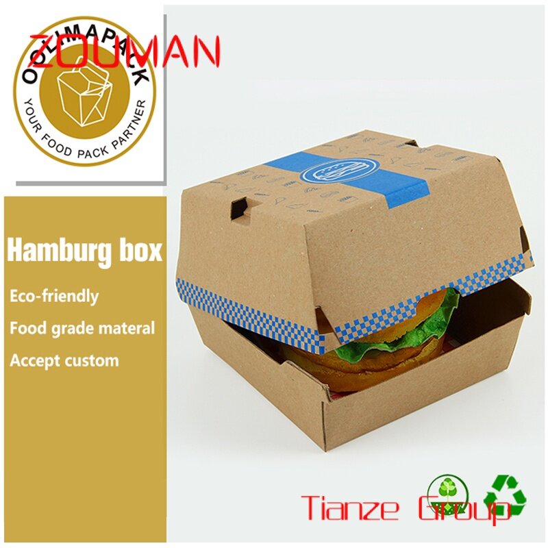 Большая раскладная картонная коробка для гамбургеров, бумажная упаковочная коробка для хот-догов