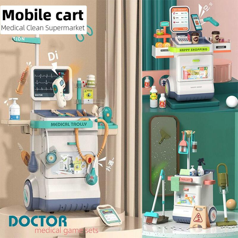 Kit de médecin pour enfants, ensemble de station médicale, chariot mobile avec therye.com, cadeaux pour garçons et filles, 26 pièces, 20 pièces, 47 pièces