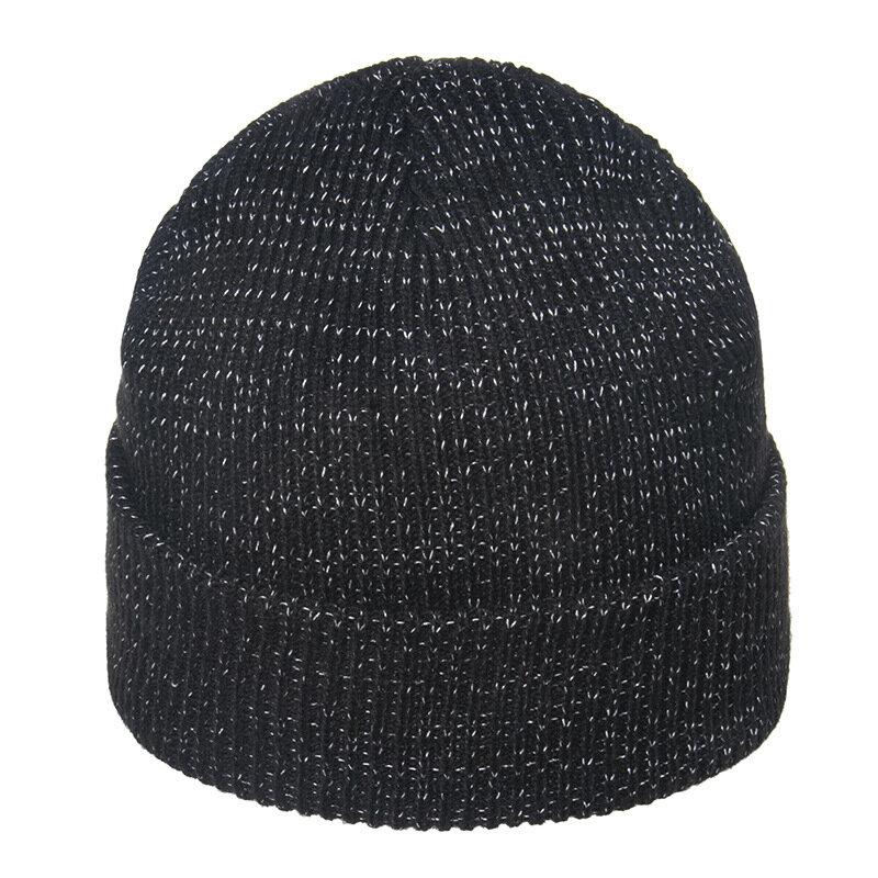 Czapki Beanie luźne czapki czapki z dzianiny miękka ciepła czapka Unisex zwijany mankiet odblaskowy kapelusz czapka z czaszkami