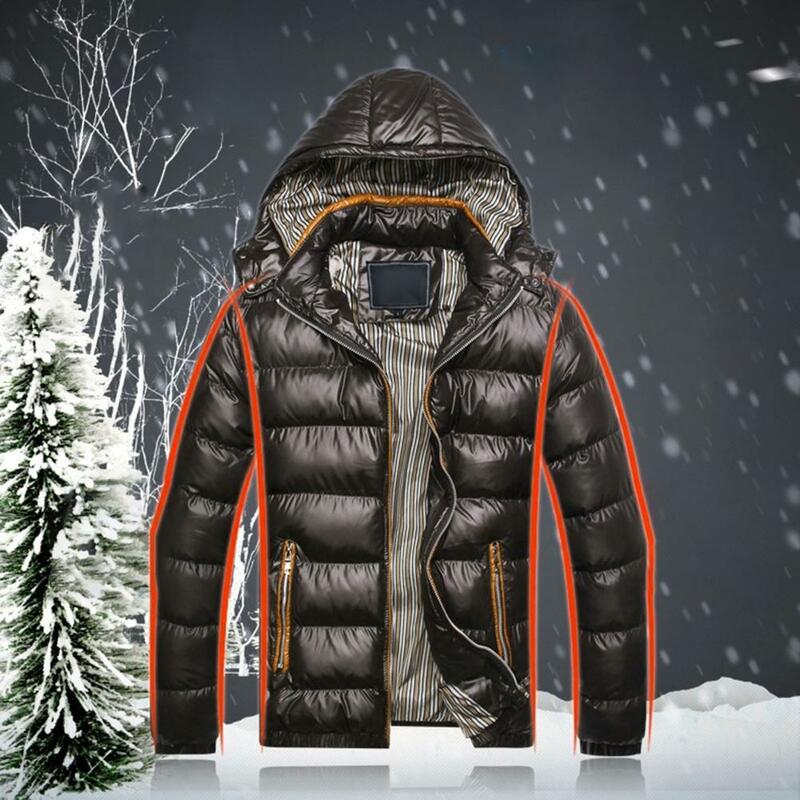 Модное Стильное теплое пальто с карманами, толстовка с капюшоном, осенне-зимнее Мужское пальто, уличная одежда с хлопковой подкладкой