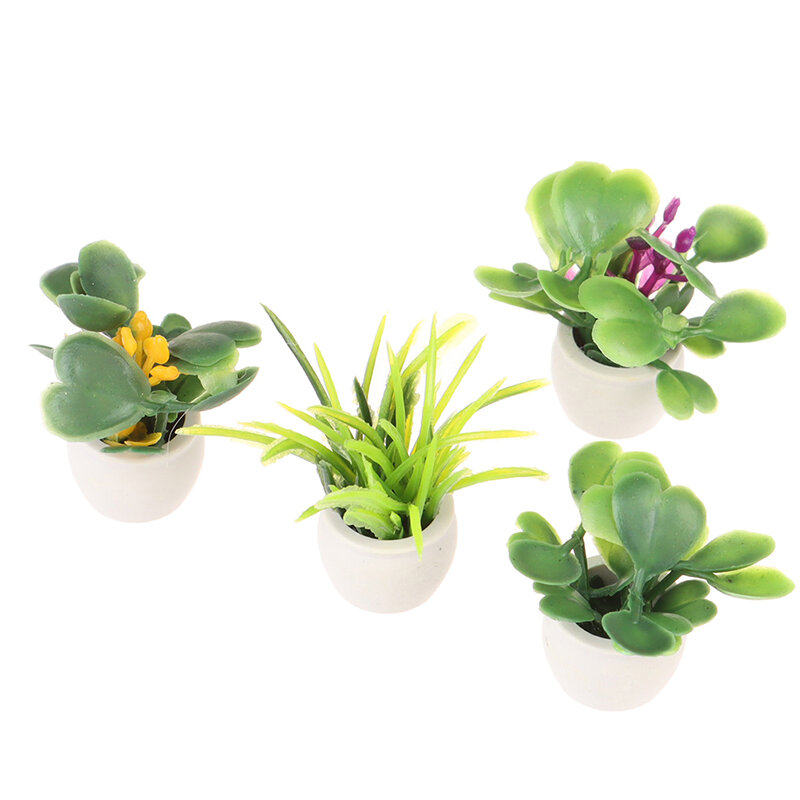 New 1:12 Dollhouse Miniature Green Plant In Pot Furniture Home Decor Accessories Pretend Paly Toys