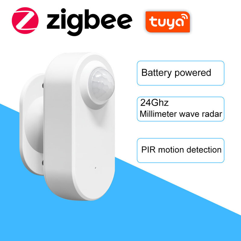 Tuya Zigbee Sensor de detección de movimiento PIR, Detector de luminancia alimentado por batería, compatible con asistente de Casa Zigbee2mqtt
