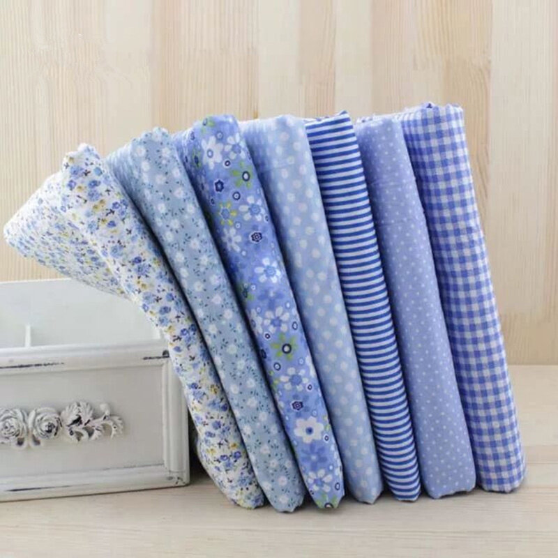 7Pcs/Set 25*25cm Quilting Patchwork Pure Cotton Fabric Floral Plaid Stripes Cloth Material Handmade DIY Sewing Gift Accessories