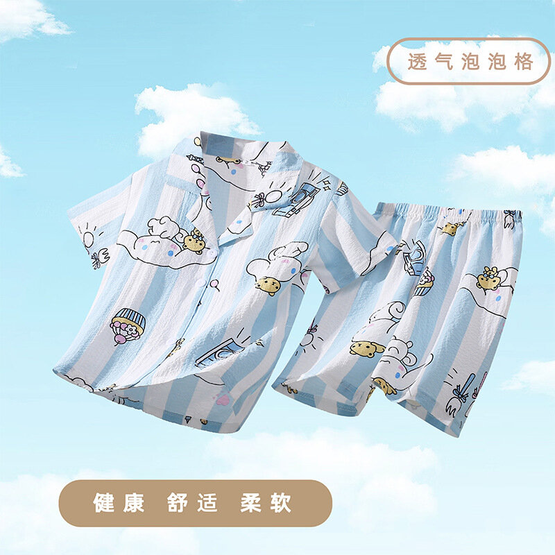 Hello Kittys My Melody Girls pigiama Summer Sanrioed Kuromi Cinnamoroll Kids pantaloncini a maniche corte Sleepwear Cartoon Loungewear