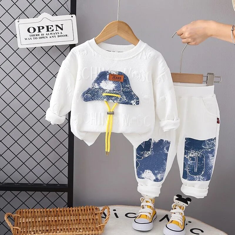 Children's Clothing Spring and Autumn New Baby Boys Long sleeved Sweater Pants Two Piece Set  Boys Tracksuits Outfit for Kids