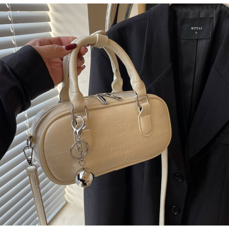 Casual Solid Interior Zipper Pocket Shoulder Bags Soft Sewing Thread  Brand Bags for Women Interior Slot Pocket Women's Handbags