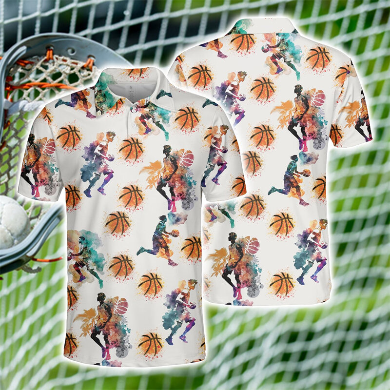 قمصان بولو بطباعة ثلاثية الأبعاد لنادي كرة السلة للرجال ، قميص رجالي كاجوال بأكمام قصيرة ، قميص بولو رياضي ، ملابس للأولاد ، تي شيرت على الموضة