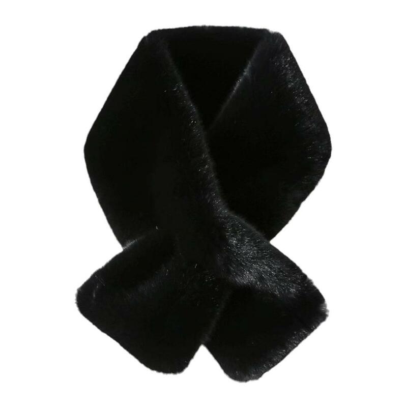Bufandas gruesas y cálidas para mujer, bufanda de felpa suave y cómoda, chal de Color sólido, cuello cruzado coreano, elegante, invierno, O6B1