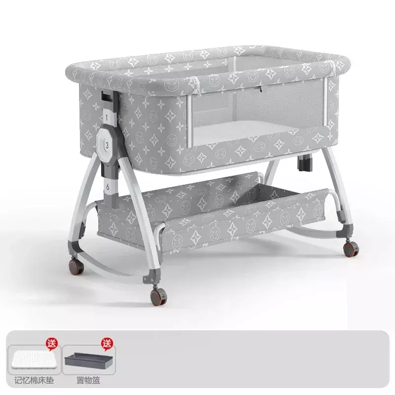 Portable and Movable Baby Crib, Foldable Height Adjustable Splicing Large Bed, Baby Cradle Bed, Bb Bed, Anti Overflow Milk