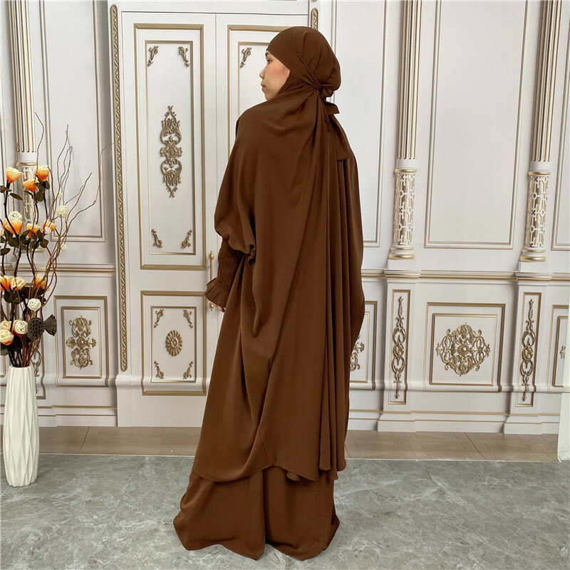 Conjuntos de ropa de oración Abaya para mujer, vestidos Hijab, caftán musulmán, bata larga Khimar, ropa islámica, Ramadán Eid, 2 piezas