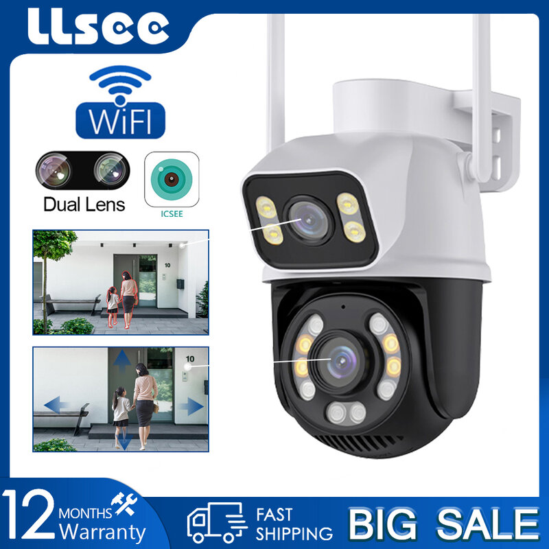 Беспроводная наружная камера видеонаблюдения LLSEE, icsee, 4K, 8 Мп, 5-кратный зум, Wi-Fi, IP-камера безопасности, ночное видение, Двухсторонний вызов, мобильное отслеживание