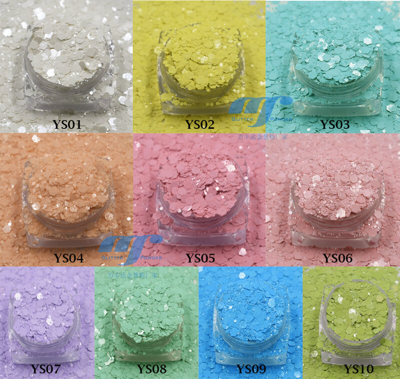 Macarrón de perlas, mezcla de purpurina, lentejuelas hexagonales de azúcar, brillo de Color claro mate, accesorios de decoración de uñas DIY, 10g por bolsa