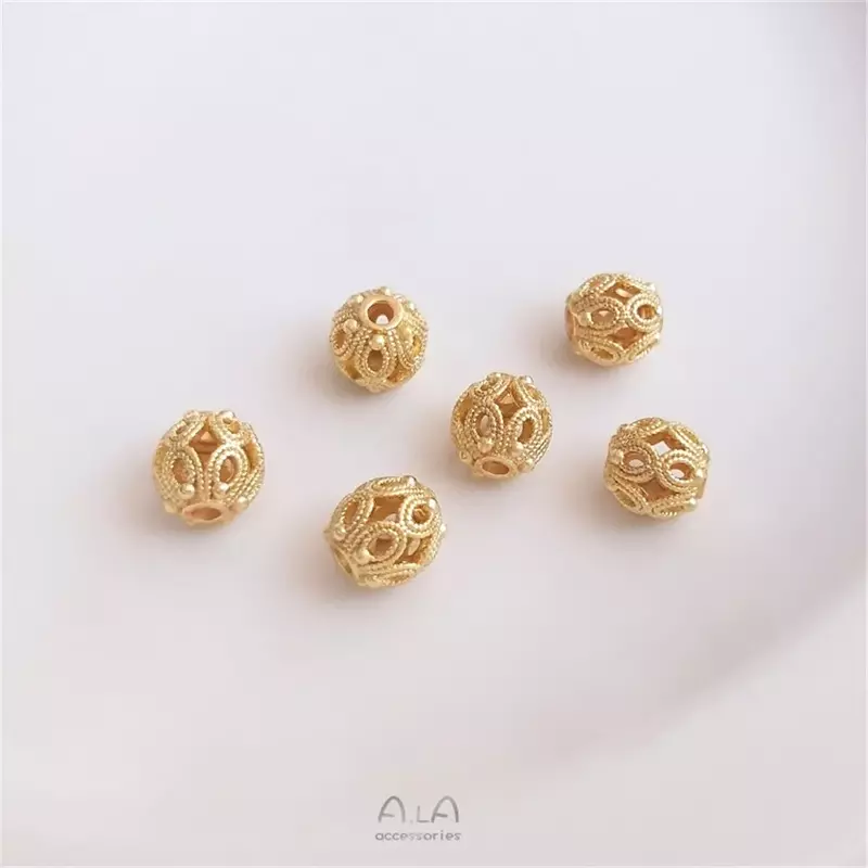 Vietnam starke Farbe konservierende Sand Gold Wolle Ball großes Loch Septum Perlen DIY hand gewebte Seil Kette Transfer Perlen Zubehör
