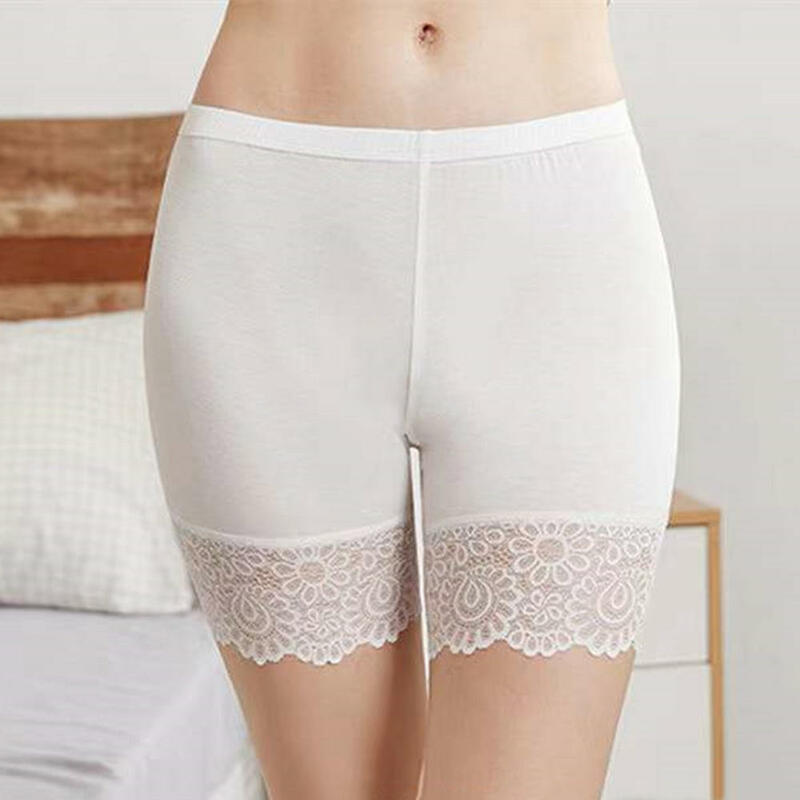 M ~ 2XL damskie spodnie ochronne cienkie, oddychające modalne, odporne na ekspozycję na lato koronkowe szorty wysoki stan Plus rozmiar cztero-narożnych spodenek