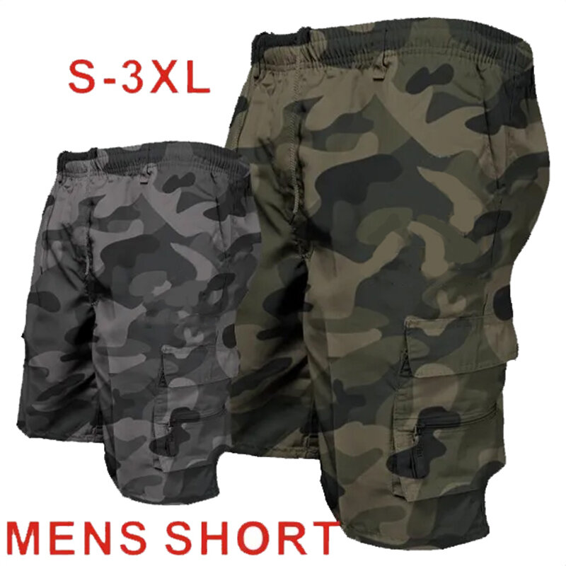 Camouflage overalls loose casual camouflage summer shorts large size multi-pocket five points pants men