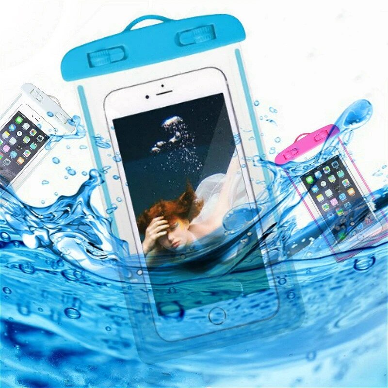 Bolsa impermeable transparente Universal para teléfono móvil, bolsa seca sellada de Tres capas para playa, pesca subacuática, 6 pulgadas